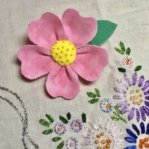 Pretty Pink Fabric Wild Rose Brooch, Handcrafted